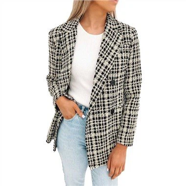 Must valge kaelarihmaga nööbiga bleiser